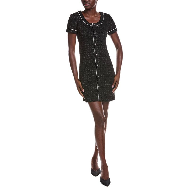 Derek Lam 10 Crosby Womens Ciara Galaxy Wool-Blend Tweed Dress, Black